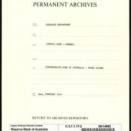 Research Department - Central Bank - General - Board & Advisory Council Memoranda- Commonwealth Bank of Australia - Board Papers - File 2 - 26 February 1952