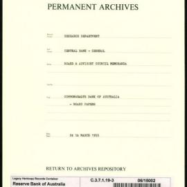 Research Department - Central Bank - General - Board & Advisory Council Memoranda - Commonwealth Bank of Australia - Board Papers - File 3 - 24 March 1953