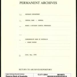 Research Department - Central Bank - General - Board & Advisory Council Memoranda - Commonwealth Bank of Australia - Board Papers - File 5 - 23 May 1956
