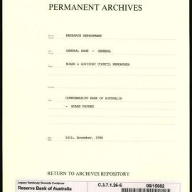 Research Department - Central Bank - General - Board & Advisory Council Memoranda - Commonwealth Bank of Australia - Board Papers - File 5 - 14 November 1956