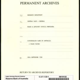 Research Department - Central Bank - General - Board & Advisory Council Memoranda - Commonwealth Bank of Australia - Board Papers - File 1 - 24 September 1958