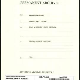 Research Department - Central Bank - General - Board & Advisory Council Memoranda - Economic Conditions - File 3 - 1943