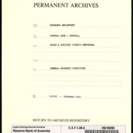 Research Department - Central Bank - General - Board & Advisory Council Memoranda - Economic Conditions - File 2 - August - November 1955