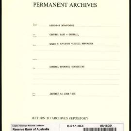 Research Department - Central Bank - General - Board & Advisory Council Memoranda - Economic Conditions - File 3 - January - June 1956