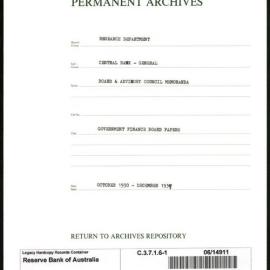 Research Department - Central Bank - General - Board & Advisory Council Papers and Memoranda - Government Finance Board Papers - File 1 - October 1930 - December 1939