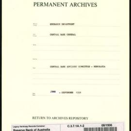 Research Department - Central Bank - General - Memoranda to Central Banking Advisory Committee (CBAC) - File 2 - June - September 1958