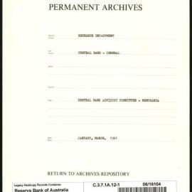 Research Department - Central Bank - General - Memoranda to Central Banking Advisory Committee (CBAC) - File 1 - January - March 1961