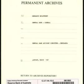 Research Department - Central Bank - General - Memoranda to Central Banking Advisory Committee (CBAC) - File 2 - January - March 1961