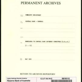 Research Department - Central Bank - General - Memoranda to Central Banking Advisory Committee (CBAC) - File 3 - Nos. 1-17 - May 1961