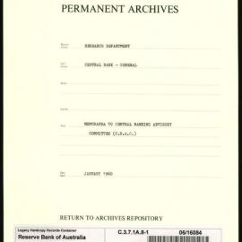 Research Department - Central Bank - General - Memoranda to Central Banking Advisory Committee (CBAC) - File 1 - January 1960