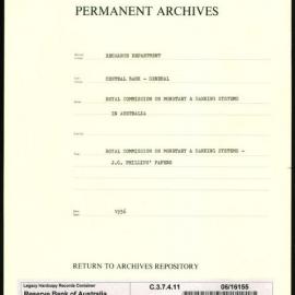Research Department - Central Bank - General - Royal Commission on Monetary & Banking Systems - JG Phillips' Papers - 1936