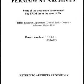 Research Department - Central Bank - General - Inflation - 1949 - 1951