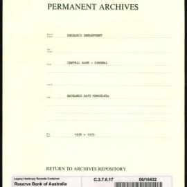 Research Department - Central Bank - General - Exchange Rate Memoranda - 1931 - 1935