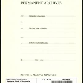 Research Department - Central Bank - General - Exchange Rate Memoranda - 1936 - 1941
