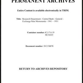 Research Department - Central Bank - General - Exchange Rate Memoranda - 1941 - 1951
