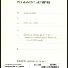 Research Department - Central Bank - General - Exchange Rate Memoranda - Effects of a Fluctuating Sterling Exchange Rate - 1948 - 1954