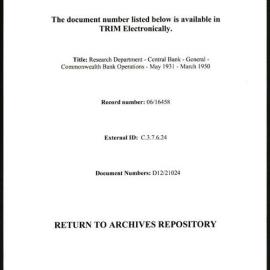 Research Department - Central Bank - General - Commonwealth Bank Operations - 1931 - 1951
