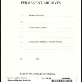 Research Department - Central Bank - General - Mobilization Agreement and Minimum Deposits - 1938