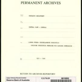 Research Department - Central Bank - General - London Funds - Miscellaneous Statistics - 1931 - 1940