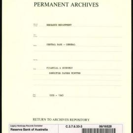 Research Department - Central Bank - General - Financial & Economic Committee Papers (F & E) - File 3 - Minutes - 1939 - 1943