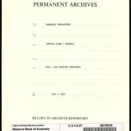 Research Department - Central Bank - General - Pre-War Banking Memoranda - 1932 - 1943