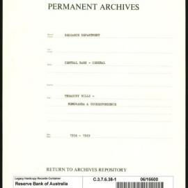 Research Department - Central Bank - General - Treasury Bills - Memoranda & Correspondence - File 1 - 1934 - 1949