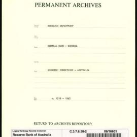 Research Department - Central Bank - General - Economic Conditions - Australia - File 2 - c. 1938 - 1939