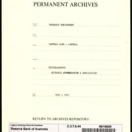 Research Department - Central Bank - General - Miscellaneous - Exchange Appreciation & Devaluation - 1950 - 1951