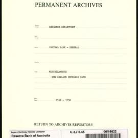 Research Department - Central Bank - General - Miscellaneous - New Zealand Exchange Rate - 1948 - 1950