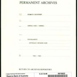 Research Department - Central Bank - General - Miscellaneous - Australian Exchange Rate - 1947 - 1961