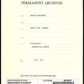 Research Department - Central Bank - General - Miscellaneous - International Credits - 1950 - 1962