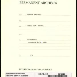 Research Department - Central Bank - General - Miscellaneous - Sources of Dollar Loans - 1950