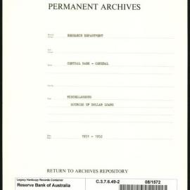 Research Department - Central Bank - General - Miscellaneous - Sources of Dollar Loans - 1951 - 1952