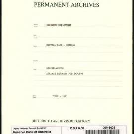 Research Department - Central Bank - General - Miscellaneous - Advance Deposits for Imports - 1960 - 1961
