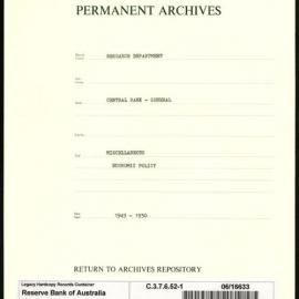 Research Department - Central Bank - General - Miscellaneous - Economic Policy - 1949 - 1950