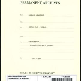 Research Department - Central Bank - General - Miscellaneous - Economic policy - Hire Purchase - 1954 - 1957
