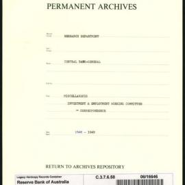 Research Department - Central Bank - General - Miscellaneous - Investment & Employment Working Committee - Correspondence - 1948 - 1949