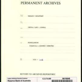 Research Department - Central Bank - General - Miscellaneous - Financial & Economic Committee - 1939 - 1946