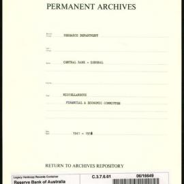 Research Department - Central Bank - General - Miscellaneous - Financial & Economic Committee - 1941 - 1951