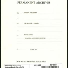 Research Department - Central Bank - General - Miscellaneous - Financial & Economic Committee - 1939 - May 1941