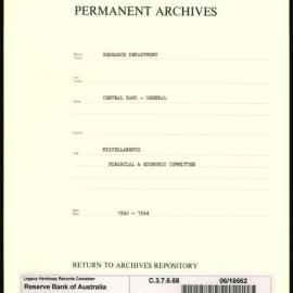 Research Department - Central Bank - General - Miscellaneous - Financial & Economic Committee - 1942 - 1944
