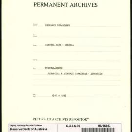 Research Department - Central Bank - General - Miscellaneous - Financial & Economic Committee - Education - 1940