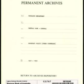 Research Department - Central Bank - General - Monetary Policy - Other Countries - 1931 - 1952