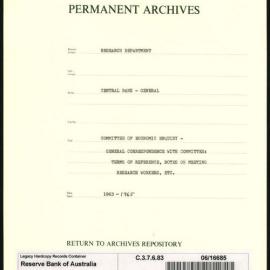 Research Department - Central Bank - General - Committee of Economic Enquiry - General Correspondence with the Committee: Terms of Reference, Notes of a Meeting of the Research Workers, etc. - 1963 - 1965