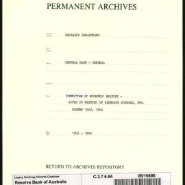 Research Department - Central Bank - General - Committee of Economic Enquiry - Notes of Meeting of Research Workers, etc. - Papers - 1963 - 1964