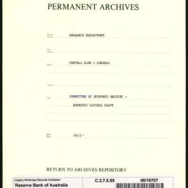 Research Department - Central Bank - General - Committee of Economic Enquiry - Domestic Savings - Drafts - 1963