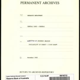 Research Department - Central Bank - General - Committee of Economic Enquiry - Availability of Credit - First Draft - November 1963