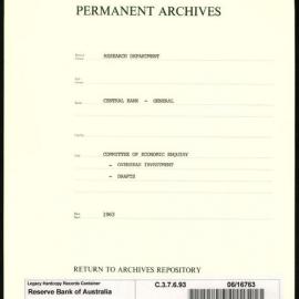 Research Department - Central Bank - General - Committee of Economic Enquiry - Overseas Investment - Drafts - 1963