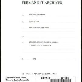 Research Department - Central Bank - General - Miscellaneous Committees - Economic Advisory Committee Papers - Productivity & Production - 1957