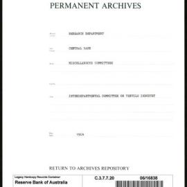 Research Department - Central Bank - General - Miscellaneous Committees - Interdepartmental Committee on the Textile Industry - 1961